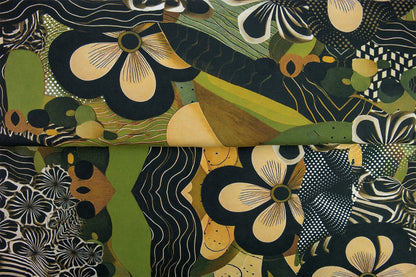 Stenzo tricot digitaal Florals groen