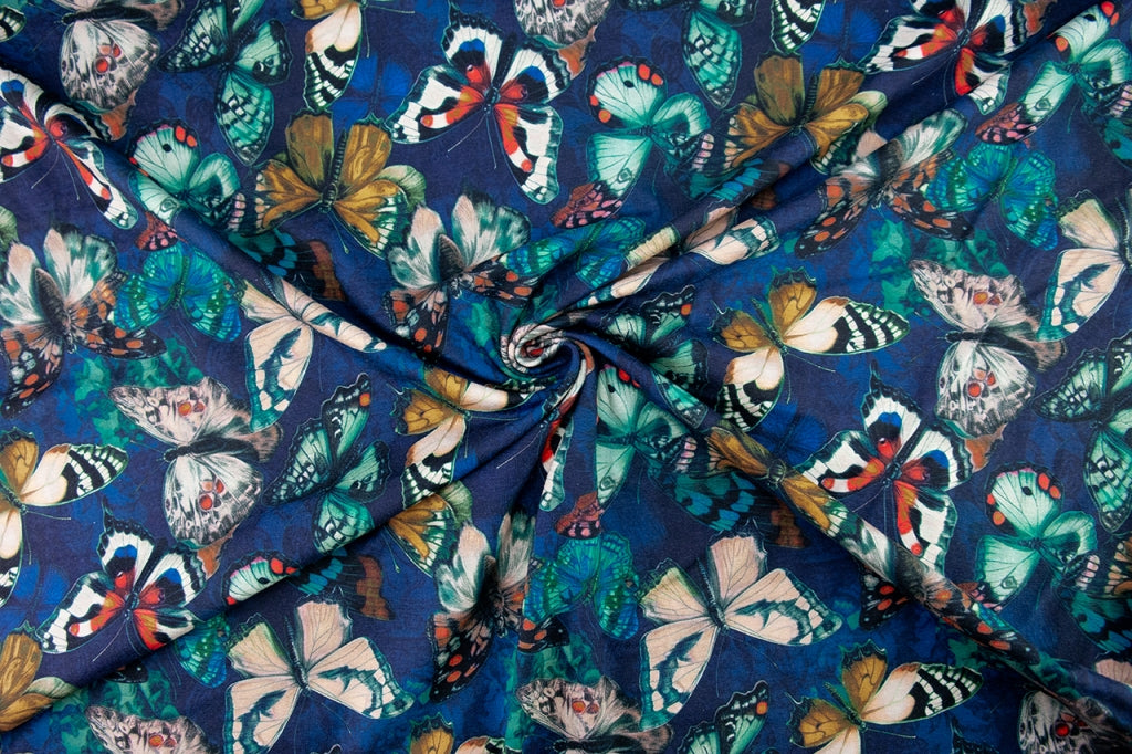 Stenzo tricot digitaal Vlinders blauw